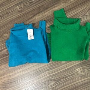a new day Green and Blue Women's Turtleneck Sweaters